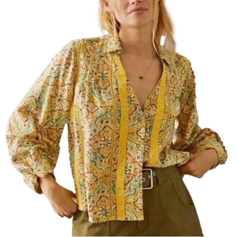 Pilcro yellow Pintuck Peasant blouse - Picture 2 of 10